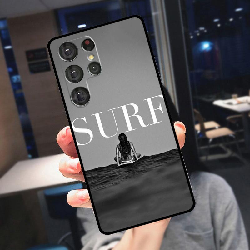 Surfboard Surfing Surf Girl Cover For Samsung Galaxy S25 S24 S21 S22 S23 Ultra S9 S10 Plus S24 FE S21 FE Phone Case