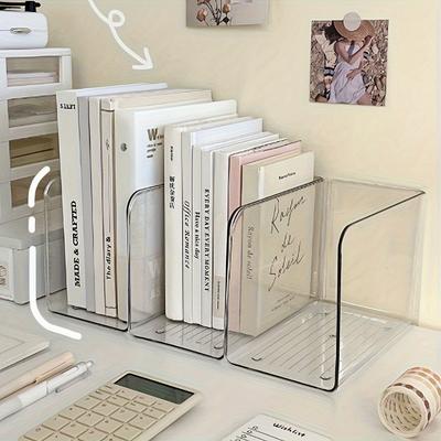 1 Stück Kunststoff Buchständer Organizer mit mehreren Fächern - Klarer Schreibtisch Aktenhalter für Büro, Zuhause, Bücherregal Dekorationen