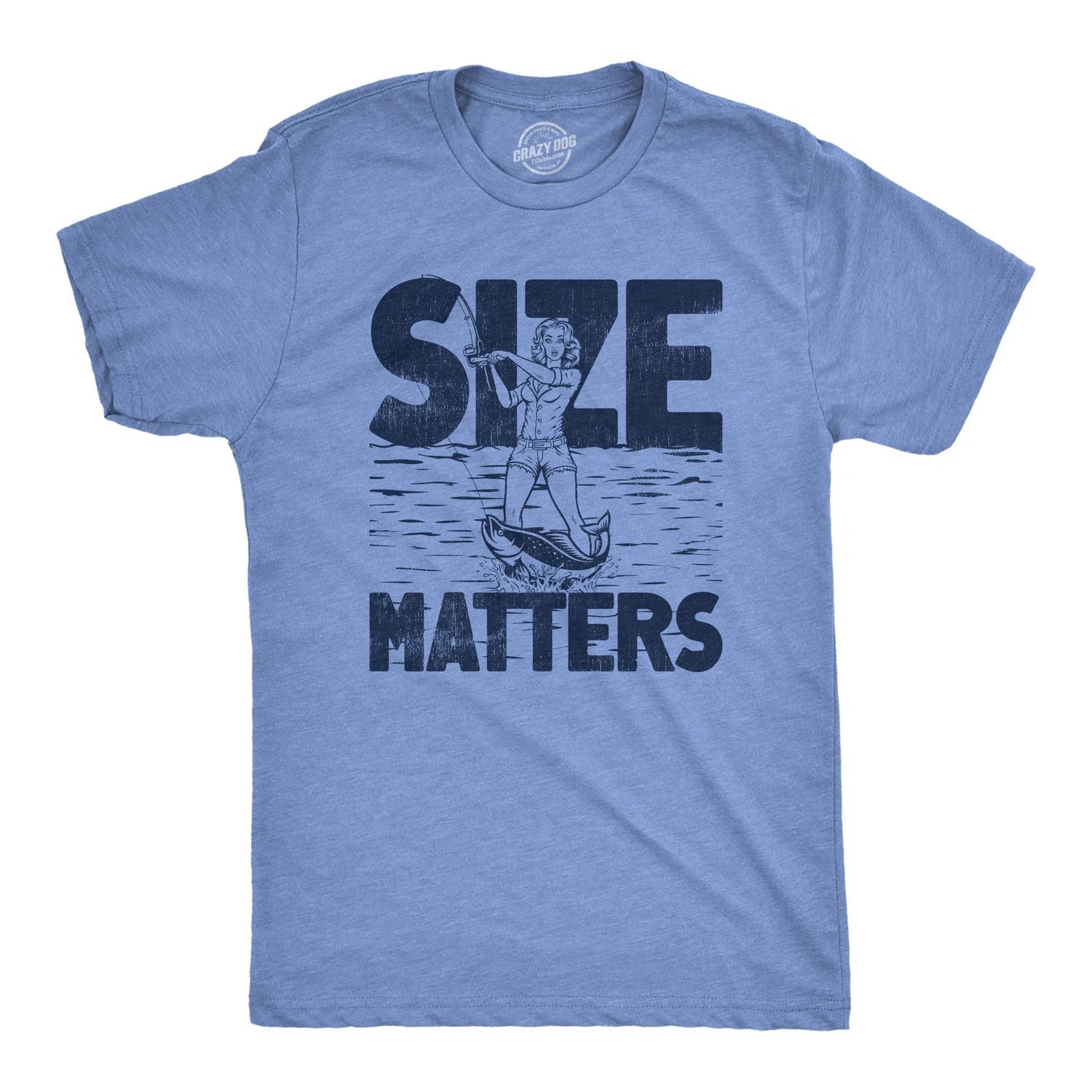 Mens Size Matters T Shirt Funny Fishing Lovers Huge Catch Joke Tee for Guys XXXL