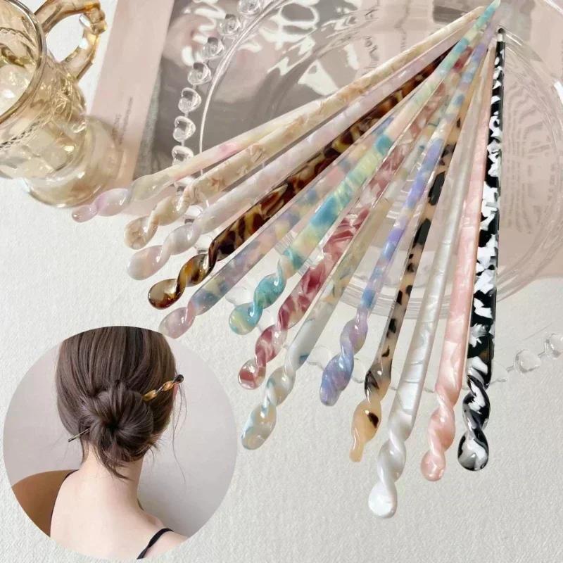 New Acetate Chinese Style Hairpin Girls Fried Dough Twists Curly Hairpin Long Hair Temperament Beauty Modeling Hair Accessories