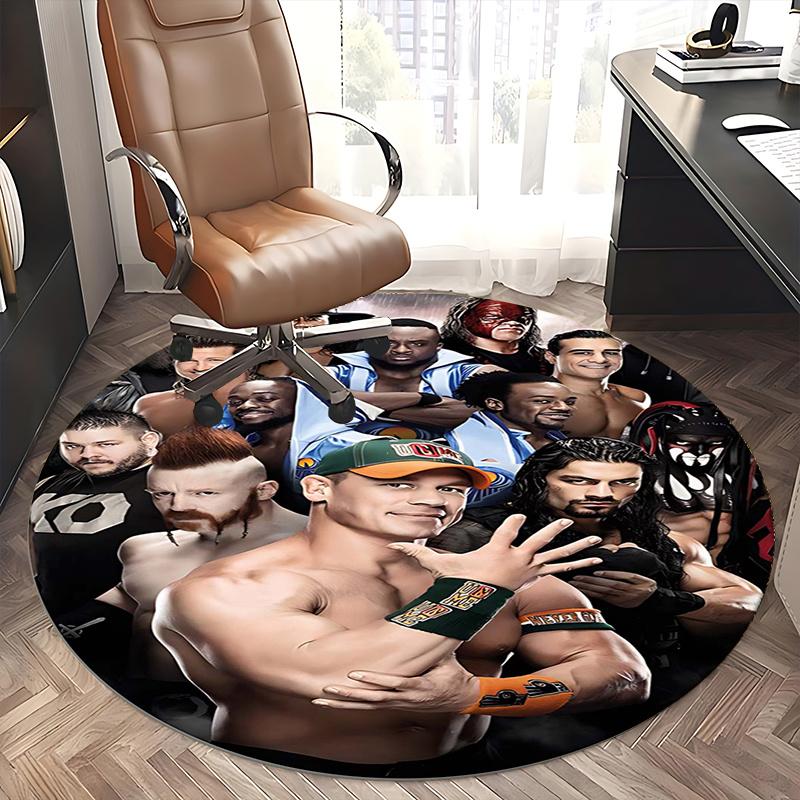 Wrestling Poster,Professional Wrestlers Chair mat Round Rug Office carpet, Machine Washable, Non slip, Suitable for Living Rooms, Bedrooms