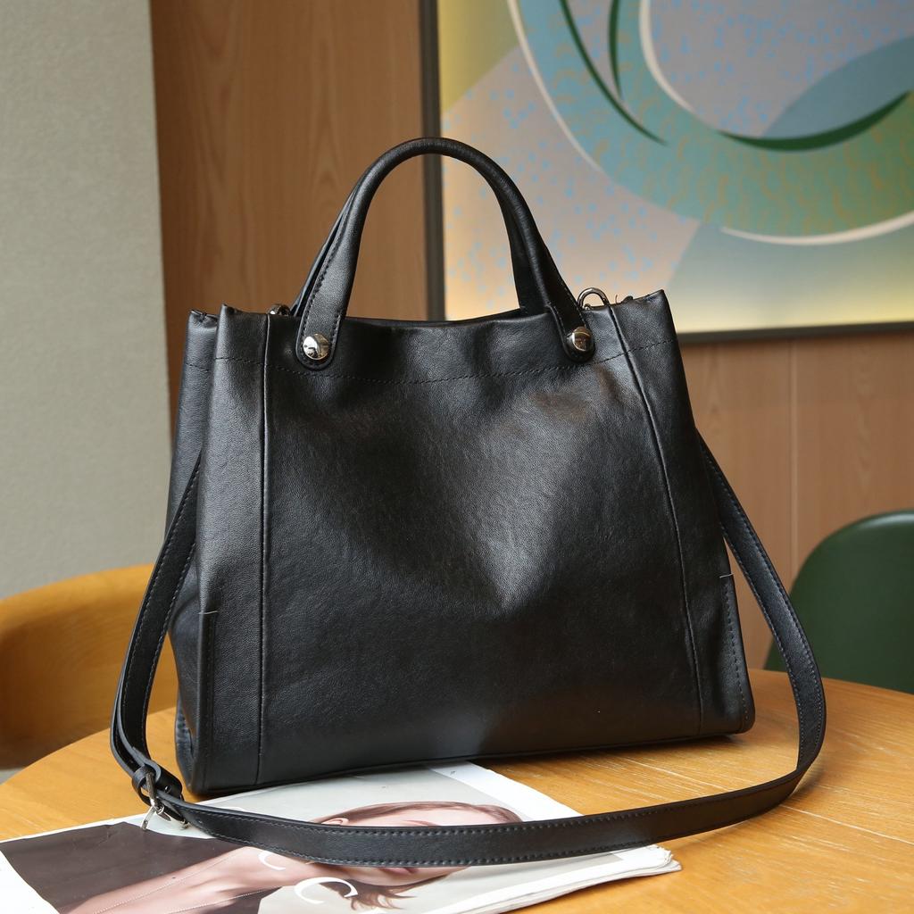 Mens Top Cowhide Leather Clothing And New Style Fashion Trend Genuine Leather Tote Bag Single Leather Bag Large Capacity Handbag