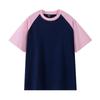 Spring and summer g heavy loose top American retro pure cotton shoulder ramp short sleeve contrasting color couple T-shirt contrasting color design