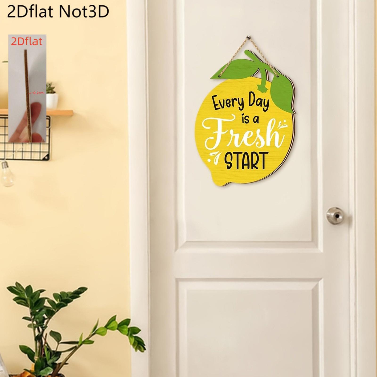 

Wooden Lemon Wall Decor with Inspirational Quote Hanging Sign for Home Kitchen Living Room Rustic Style One Size жовтий