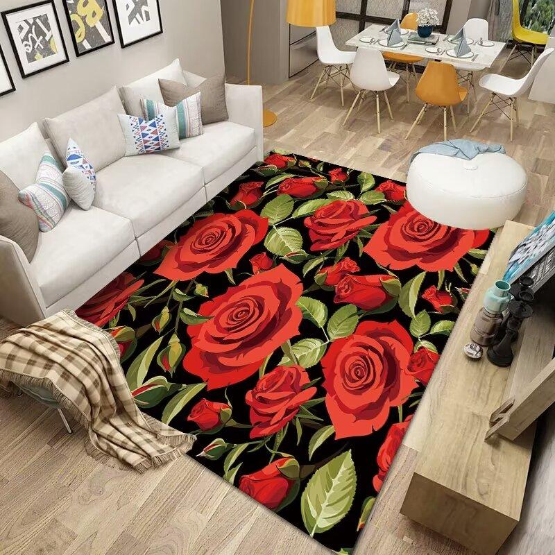 3D Flowers Carpet for Living Room  Nordic Room Decoration Home Mats Antiskid Easy Cleaning Bedroom Floor Entrance Kitchen Rug