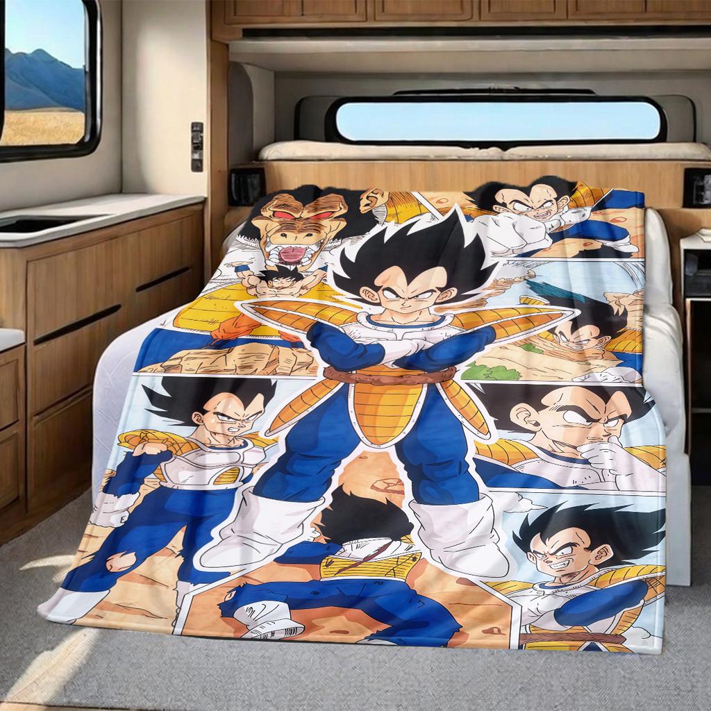 1 Stück DRAGON BALL Aufdruck Flanelldecke, Hohe Qualität für alle Jahreszeiten, Heimdekoration, Wärme und Komfort, Perfekt für Weihnachtsgeschenke