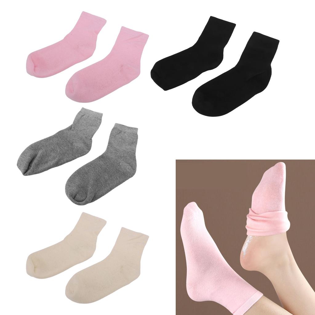 4 Pairs Gel Socks Reusable Moisturizing Socks Soft Solid Color Elastic Casual Gel Lining Socks for S