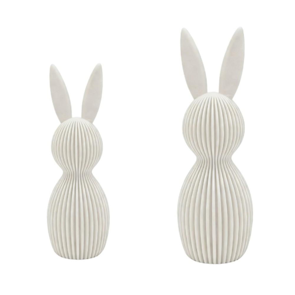 

3D Nordic Style Easter Rabbit Figurines Set of 2 Plastic For home Decor Ornament 11cm 16cm Size White Pink Black Blue белый
