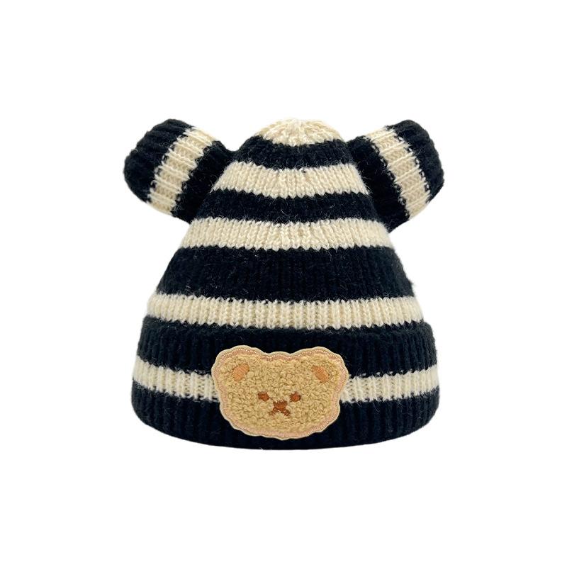

Новая полосатая детская вязаная шапка зимняя теплая шапка из медвежьей шерсти милая шерстяная детская теплая шапка 0~ 2 years old (42~ 45m)