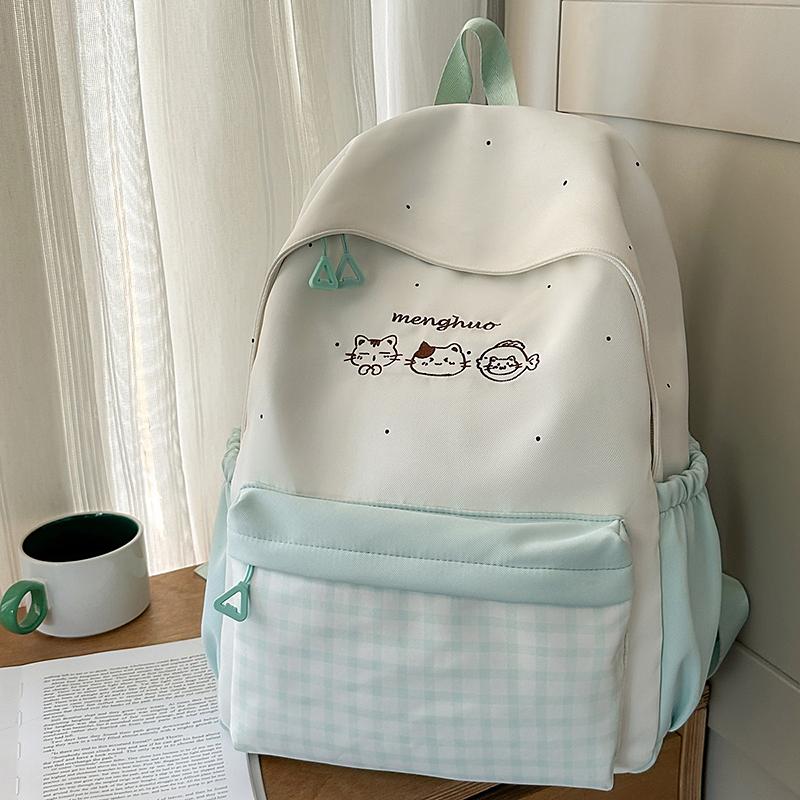 Student Bag Female Junior High School Student Campus Contrast Backpack Lightweight Commuter Backpack
