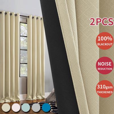 2 Panels/Set Thickened 100% Blackout Curtains With Black Insulation, For Kitchen Bedroom Living Room Drapes