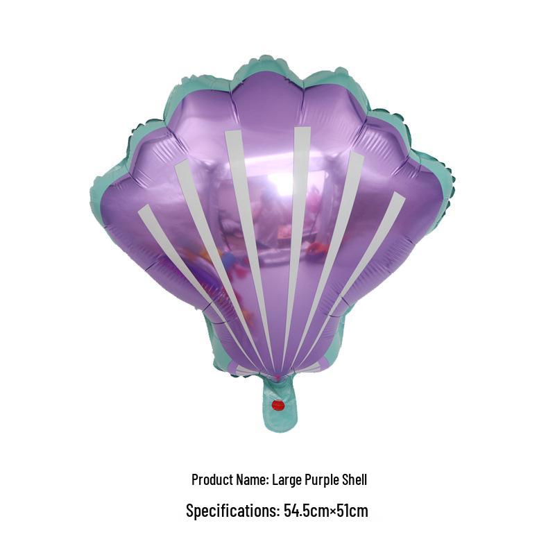 Mermaid Party Gradient Balloons Set: Tail & Large Shell Foil Balloons