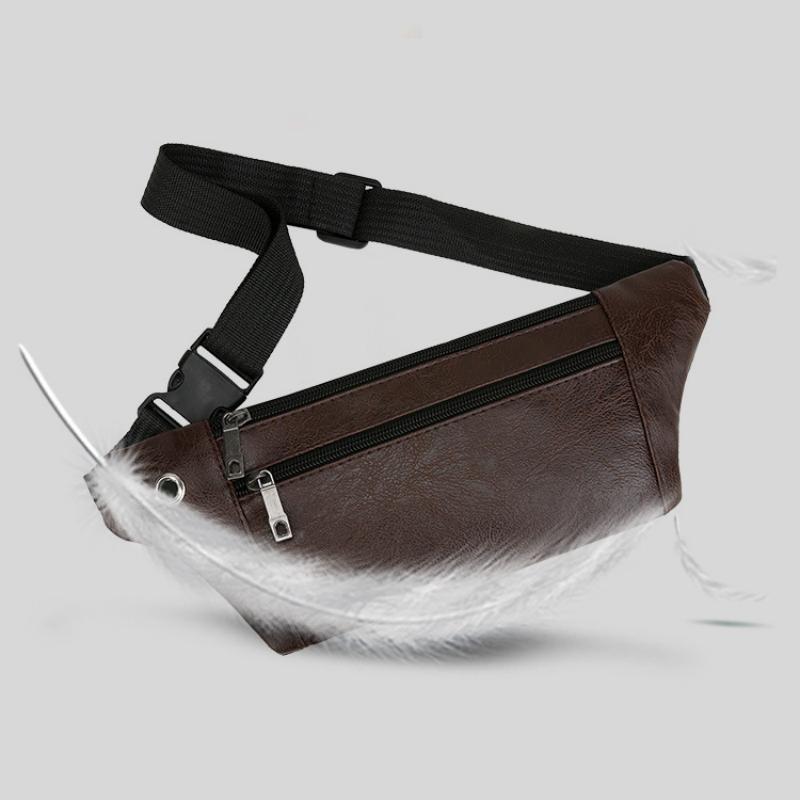 Bauchtasche Herren Tragbarer Gürtel Handy-Bauchtasche Schicht PU-Leder Multifunktional Einzelne Schulter Crossbody Handy-Tasche