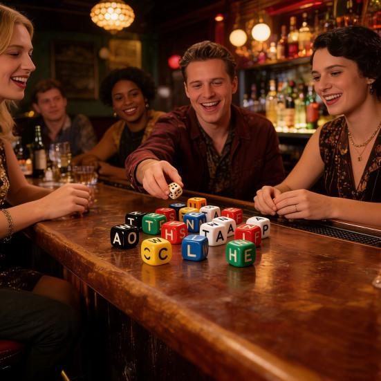 60Pcs/Set Dice Word Game Brain Exercise Scrambled Crossword Dice Game 1-5 Players Travel-Friendly Dice Board Game