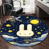 1pc Miffy Moonlit Waves Round Carpet Anime Design Chair Mat, Non Slip Rug for Office & Home Decor