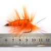 MNFT 4Pcs Orange Shrimp Saltwater Bait Fish Flies with Rainbow Flashabou Tail Artificial Trout Fly Fishing Hooks