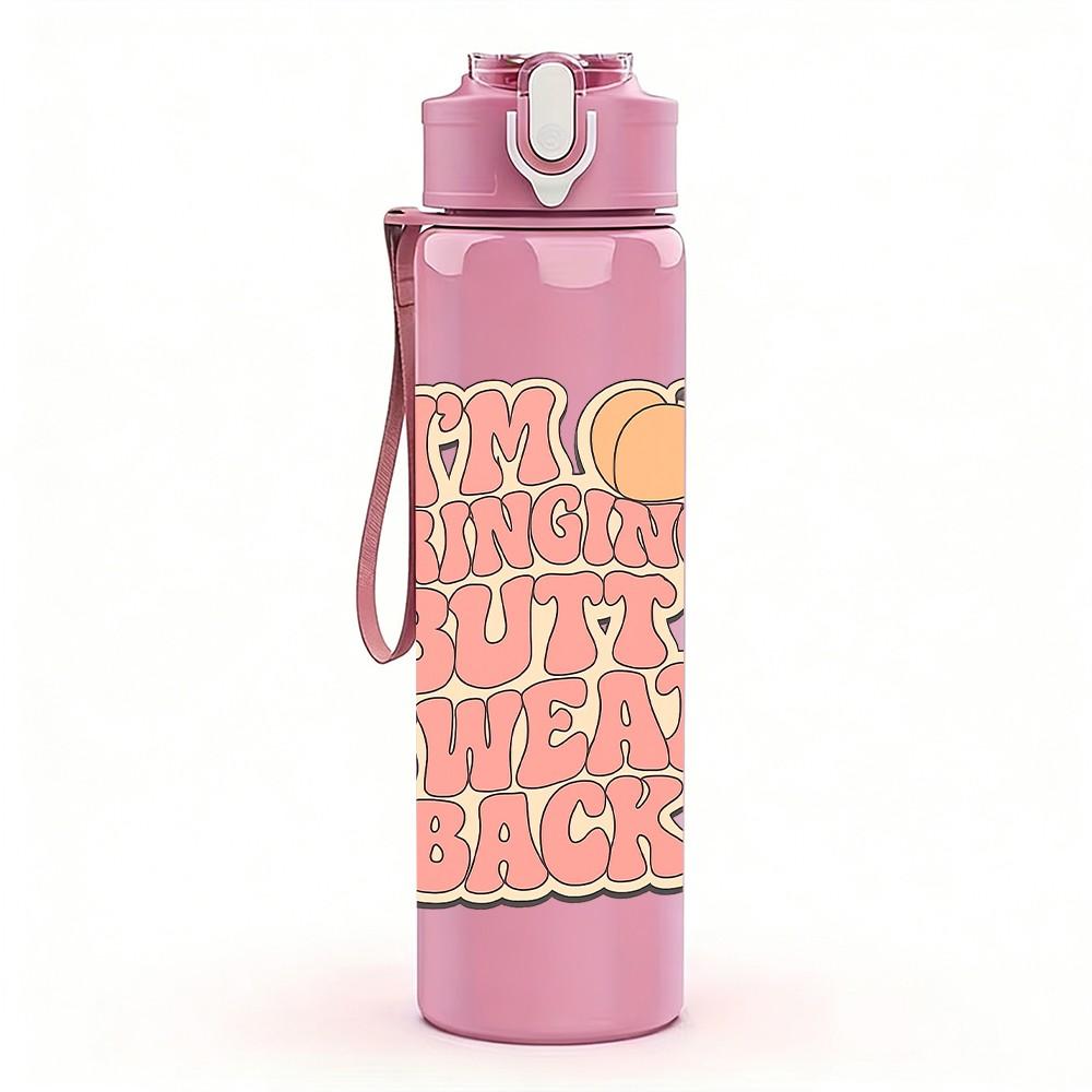 1PC Tea Drinker Cozy Quote Text 750ml Color Plastic Sports Water Bottle Leakproof Flip Straw Lid Suitable for Sports Office Home Use