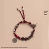 Wenwan Beaded Accessories: Five Emperors Coins Pendant, Unisex Wealth-Attracting Copper Coin Handwoven Bracelet with Spacer Beads.