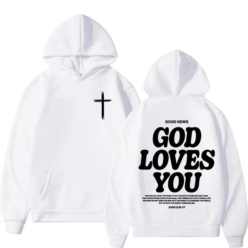 

Harajuku Aesthetic Christian Jesus Church Hoodie Bible Verse God Loves You Hooded Vintage Sweatshirts Streetwear Y2K XXXL
