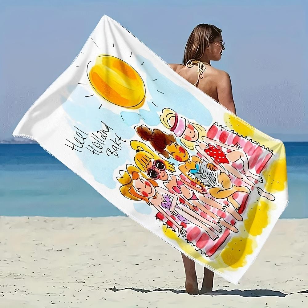 

Blond Amsterdam Themed Terry Cloth Beach Towel, Fashionable Creative Print for Beach Trips Gift W40*H60(CM)