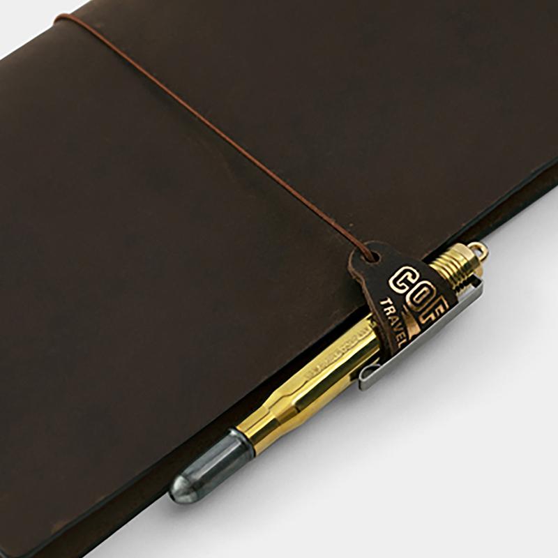 Vintage Brown Traveler'S Notebook Leather Patch 6X2.3Cm Burnished Logo Label & Edge Protector