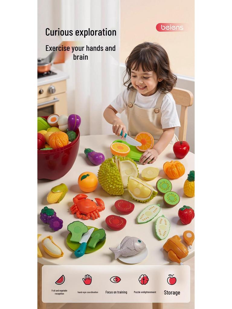Beiensh Kids' Fruit & Vegetable Cutting Toy: Chewable Playset for Boys and Babies - Gift Idea