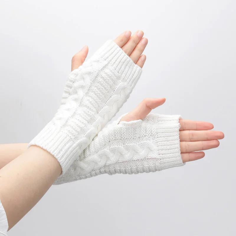 Knitted Half Finger Gloves Women's Warm Soft Winter Mittens for Girl Guantes Y2K Sleeve Girls Lolita Goth Fingerless Gloves