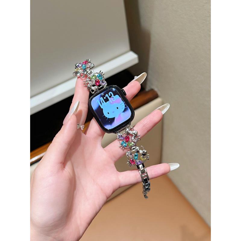 Compatible Metal Chain Watch Band for Huawei, Xiaomi, KT Diamond, Apple Watch Series 1-11, iWatch SE