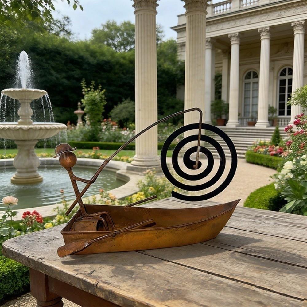 Vintage Style Sailboat Coil Holder Coil Tray Stable Base Metal Coil Stand Rustic Iron Decorative Flower Pot Living Room