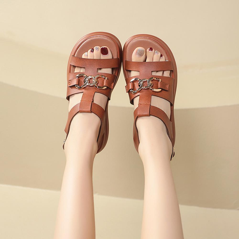 High Platform Sandals Women New 2025 Summer Breathable 5CM High Heels Ladies Leather Sneakers Chunky Slippers Sandalias Mujer