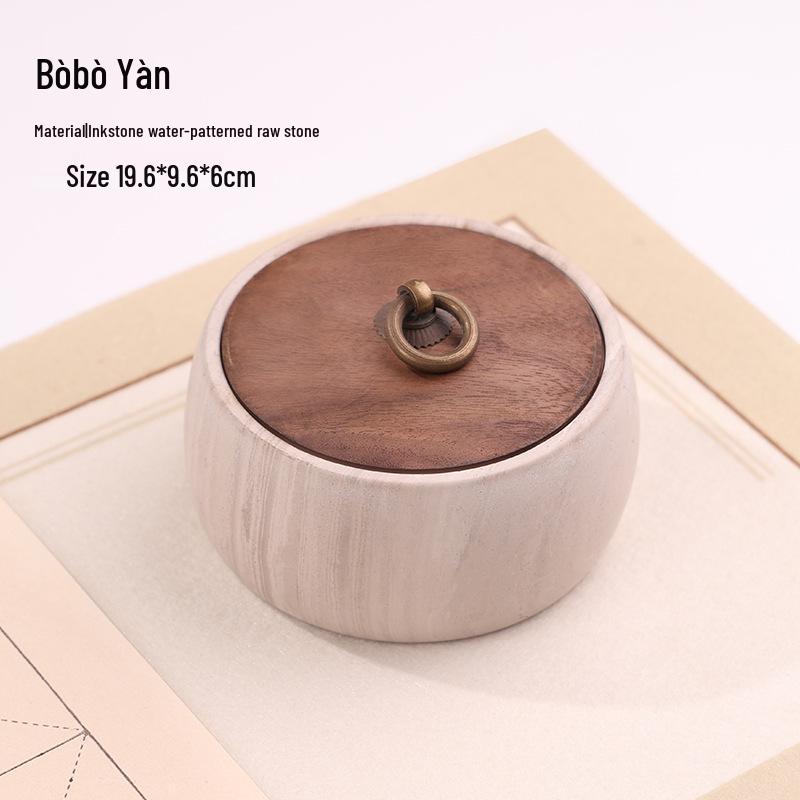 Bao Bao Yan Calligraphy Inkstone with Lid - Moisturizing, Non-Drying, Perfect for Chinese Painting Practice.