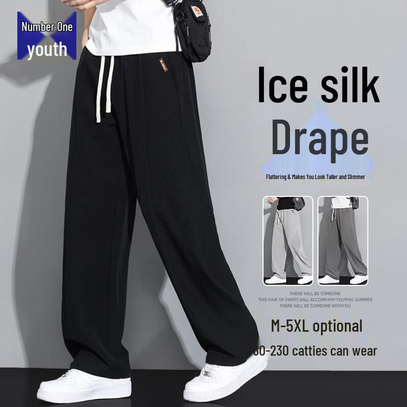 

Men s Ice Silk Loose Straight Quick-Dry Casual Pants 2XL