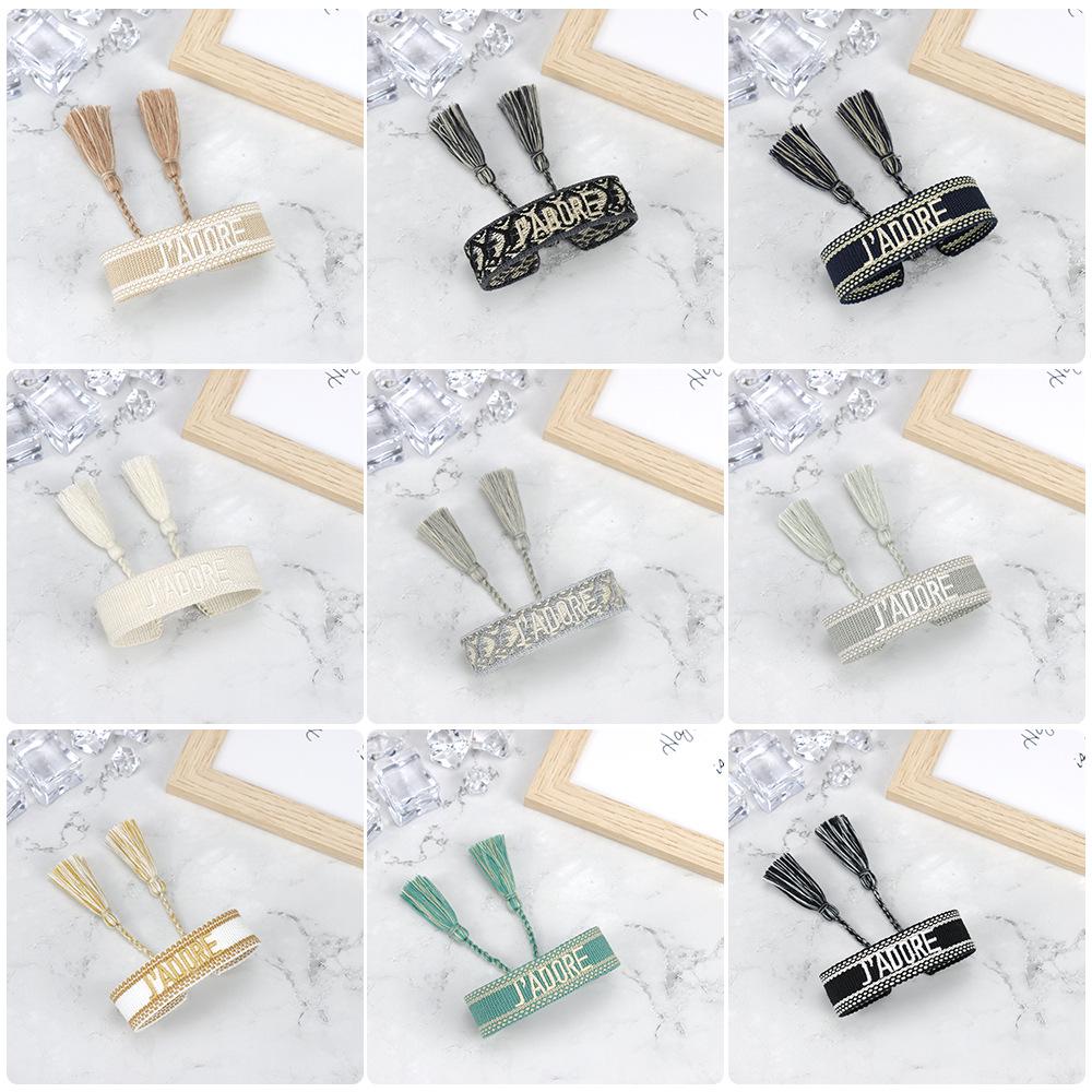 J'adore Bracelet: Embroidered Letter Tassel Wristband for Women & Couples