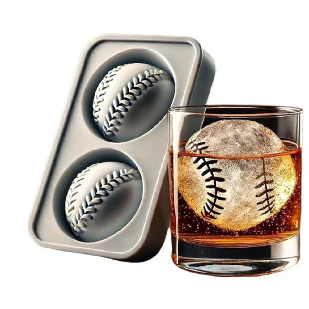 Creativity Baseball Shaped Ice Cube Mold Double Ball Easy Release Ice Cube Maker Silicone Ice Ball Tray for Home Bar Kitchen