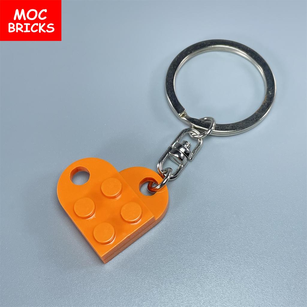 Non-Toxic Moc Bricks Heart Key Chain Plate Modified 2X3 With Hole 3176 Coupling Love Thanksgiving Educational Building Block Lovers Gift