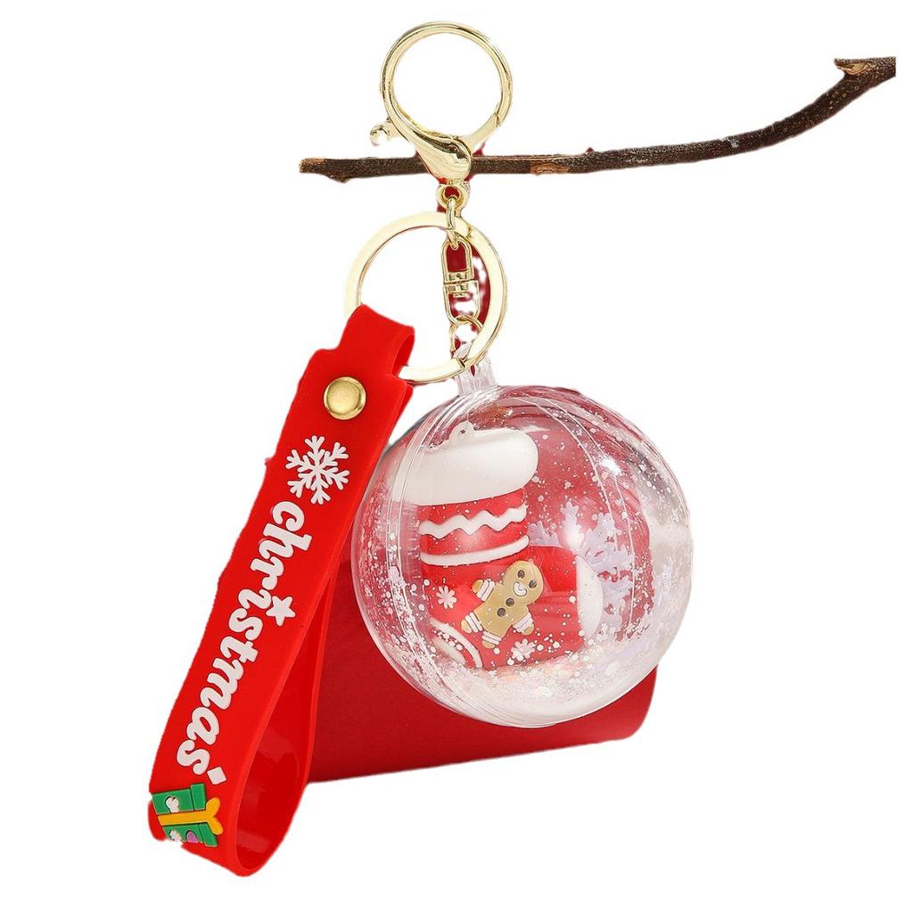 1PC Cartoon Ball Christmas Keychain Shake Music Key Chain Car Pendant School Bag Hanging Ornament Gift