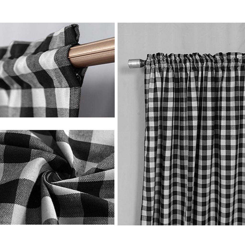 Terylene Yarn Dyed Lattice Kitchen Curtain Fabric Door Curtain Coffee Curtain Modern Simple Rod
