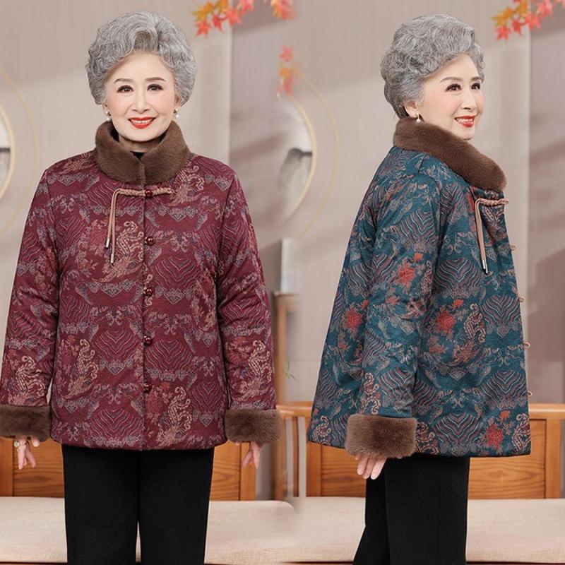 Winter Padded Jacket Women's Padded Jacket Fleece Thickened Jacket Old Lady Clothes