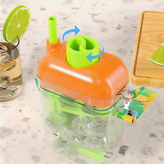 2-in-1 Eiswürfelbereiter & Wasserflasche mit Strohhalm, Silikonform mit Druckentriegelung für Gefrierschrank, Auslaufsichere tragbare Tasse für Fitnessstudio Reisen, BPA-frei Sommer