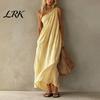 Comfortable Daily Dress Women's Summer One Shoulder Beach Sundress, Pleated A-line Lightweight Women Flowy Long Dress, Casual Loose Travel Vacation