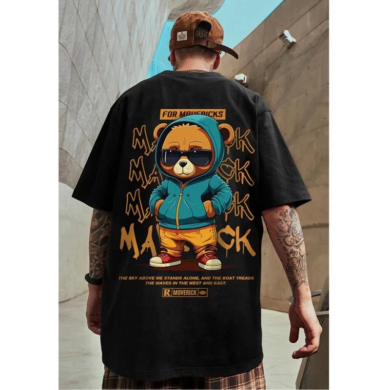 Hip Hop Oversize T Shirt Men Streetwear Harajuku Cartoon Print Tshirt Short Sleeve Cotton Loose HipHop T-Shirt Plus Size 5XL