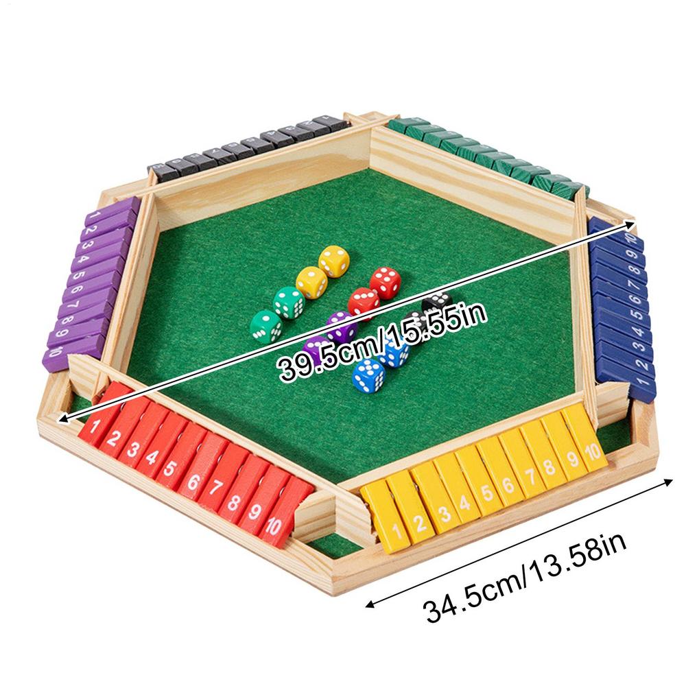 

Wooden Dice Board Game Shut The Box for 4-6 Players Flaps & Dices Game Parent-children Interaction Family Entertainment Party