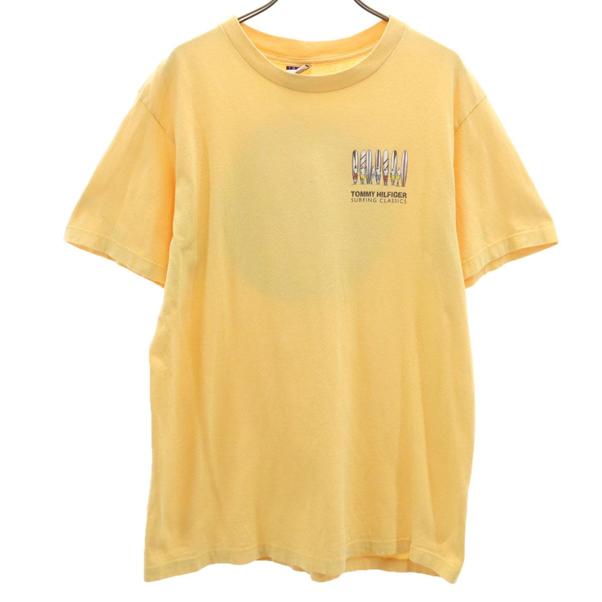 TOMMY HILFIGER Made in USA Old Short sleeve T-shirt XL yellow Men s Used 5187₽