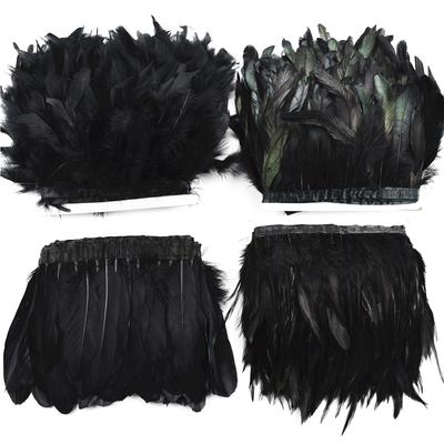 1Meters White Black Pheasant Feathers for Clothes Ribbon On Tape Rooster Goose Turkey Marabou Ostrich Fringe Trim Sewing Decor