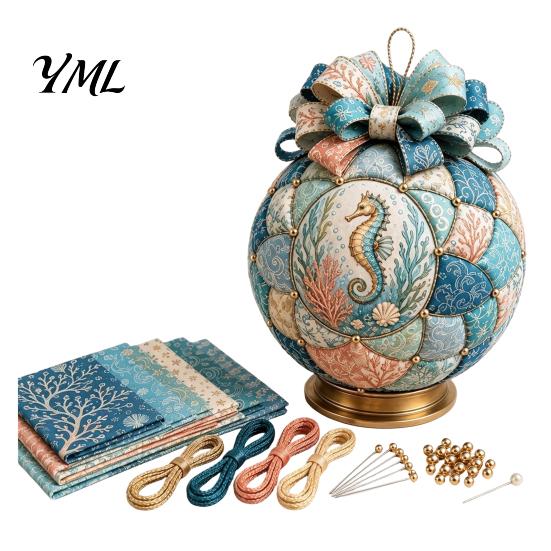 Desktop Scenery Making Set Ocean Treasures DIY Patchwork Ball Ornament Kit, Nautical Dolphin Fabric Craft Handmade Set, Coastal Decor, Hanging