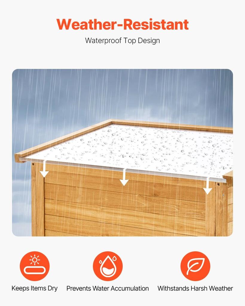 Outdoor Wooden Storage Shed Waterproof Garden Tool Shed 31.5x63.8 Inch