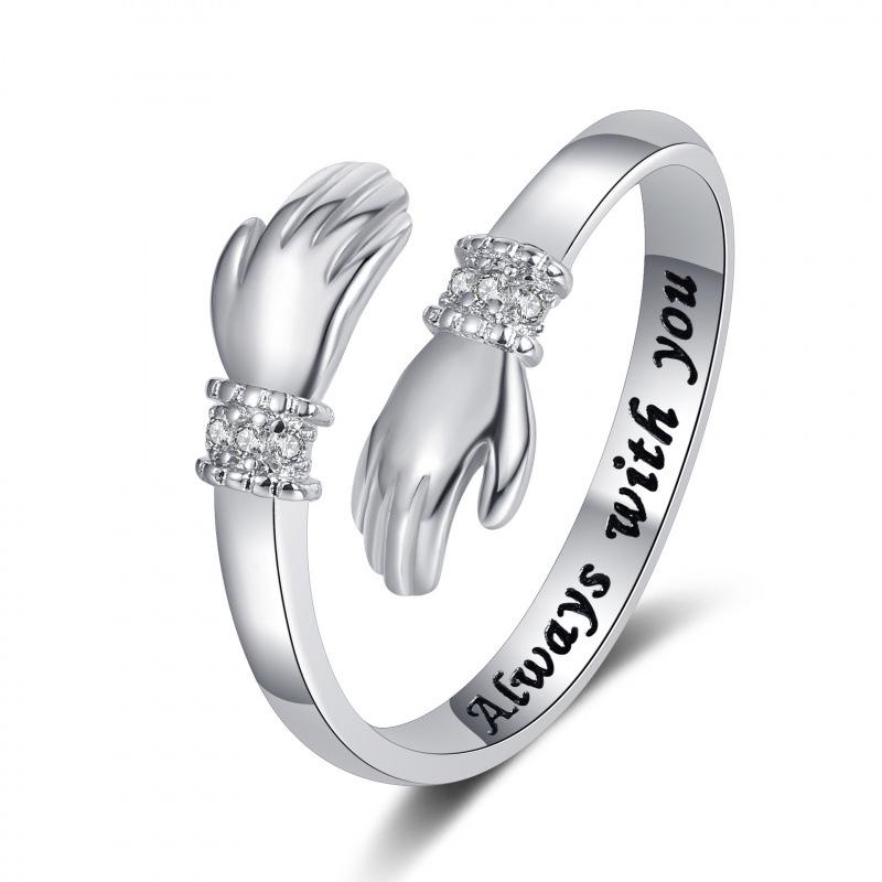 Engraved Adjustable Diamond Ring: European-American Creative Design, Women s Embrace Love Style - Perfect Gift с тобой