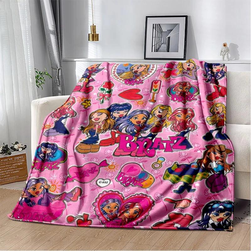 Bratz Cartoon D Aufdruck Mädchen Decke Weiche Flanell Überwurf für Schlafzimmer Sofa Picknick Büro Wandern Kinder Geschenk Heimtextilien