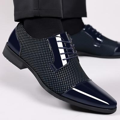 Business Leder für Herren Luxus Oxford Atmungsaktiv Lack Formal Marke Mann Büro Hochzeit Flache Schuhe Anzugschuhe