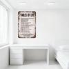 Vintage 7 Livets Regler Rostig Metallskylt Sliten Retro Väggplakett för Hem Man Cave Bar Dekor